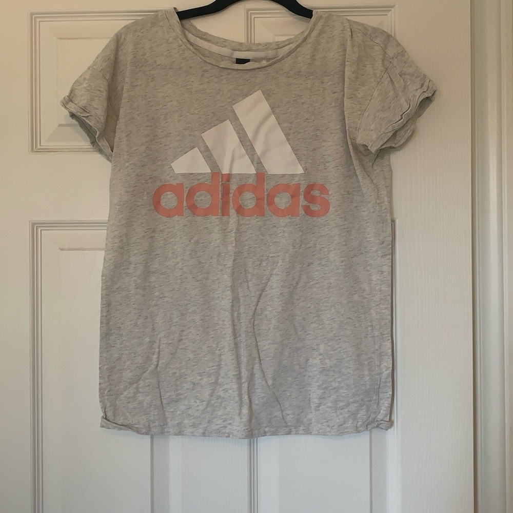 2/$15 Adidas Women’s Gray and Pink Logo T-Shirt